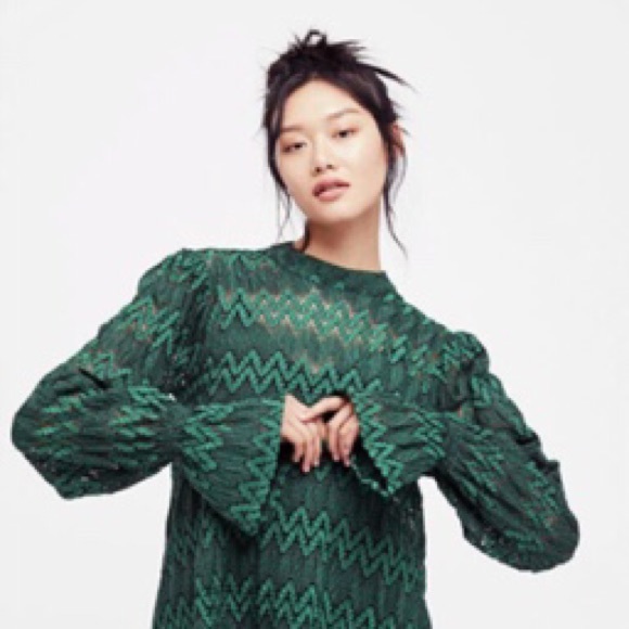 Free People Green Lace Simone Mini Dress - Picture 2 of 7